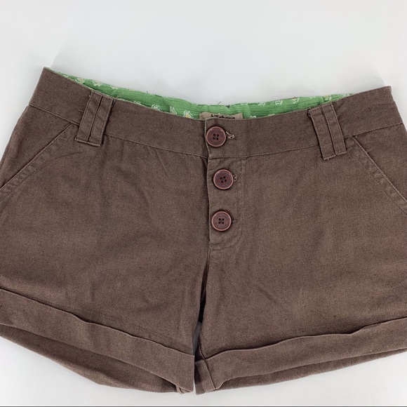 Billabong Brown Linen Blend Button Front Cuffed Shorts, 7 - Picture 5 of 15